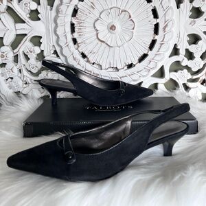 Women’s elegant black Talbots sling back suede dress shoes size 6.5